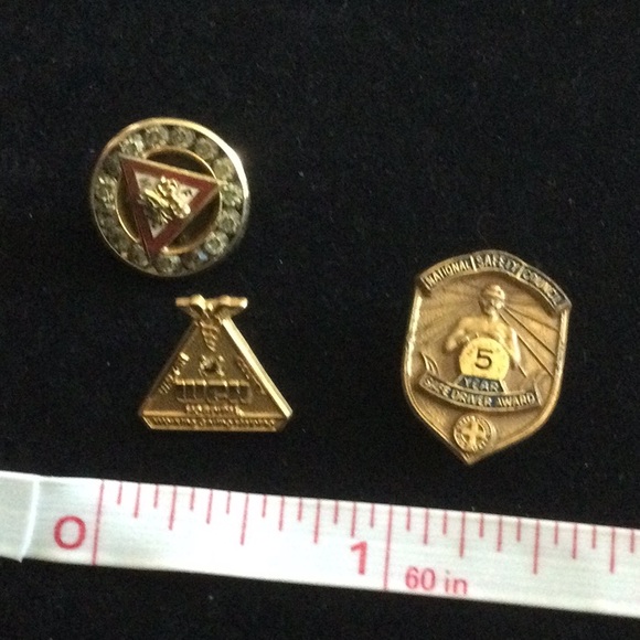 3 Antique Pin or Tie Tacks Possibly Gold & Diamond - Picture 6 of 6